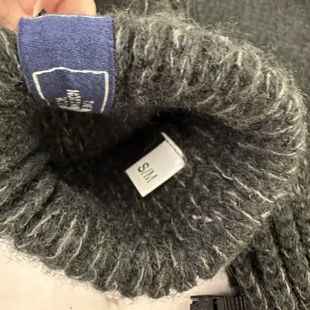 The North Face Knit Gloves Unisex Size S-M Gray Black Leather Trim